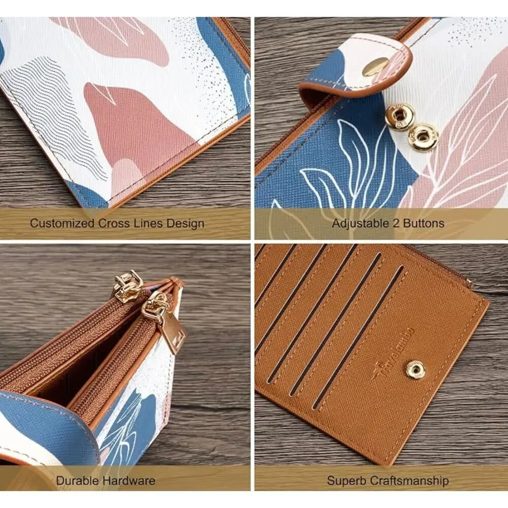 Large RFID Bifold Multi Card Wallet Case with Zipper Pocket, Credit Card Holder